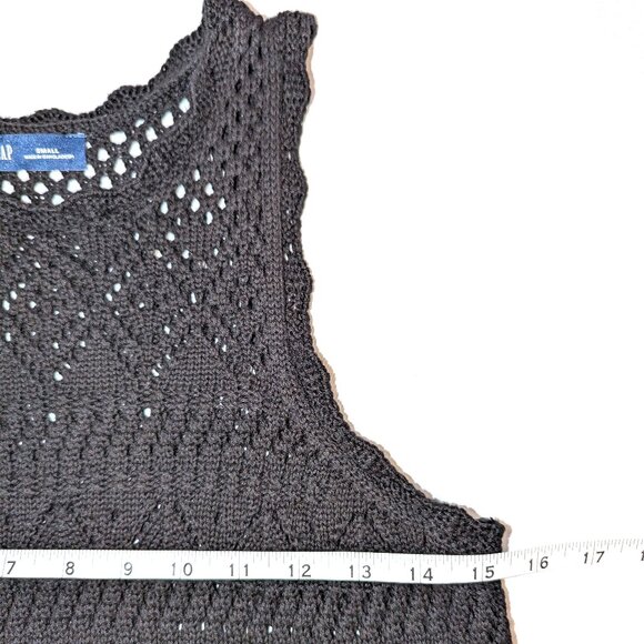 Gap	| 100% Cotton Crochet Halter Tank Top Sweater Black Sleeveless | Size Small - Picture 11 of 12